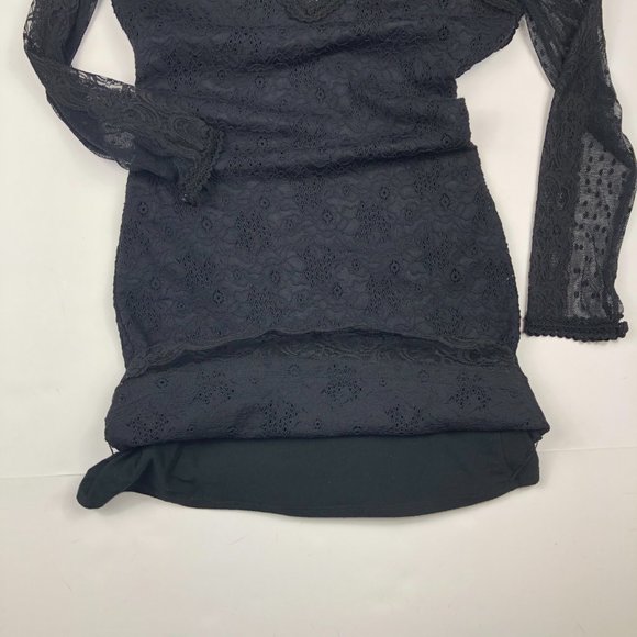 Free People Lace Witchy Wimsigoth Fairy Grunge Open Back Dress Dark Romantic - Picture 13 of 15